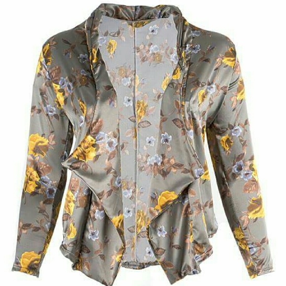 Gorgeous grey floral silk blazer