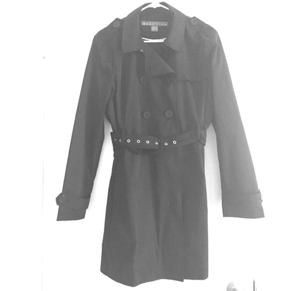 Black trench coat with belt