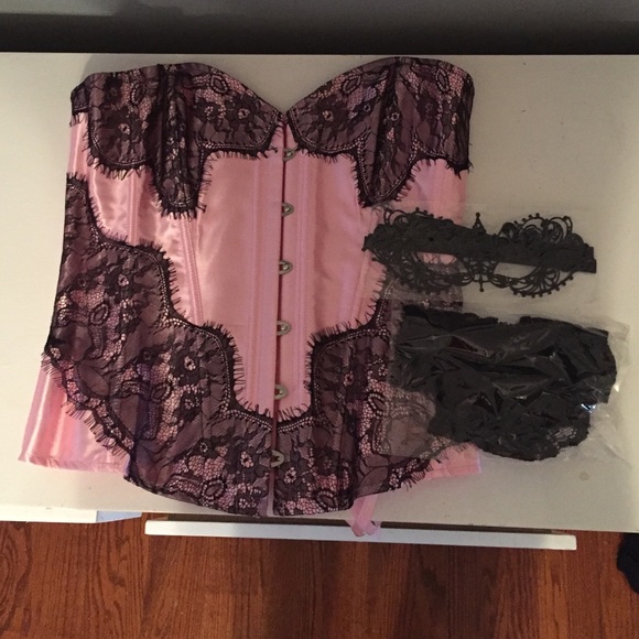 Adore Me pink & black corset