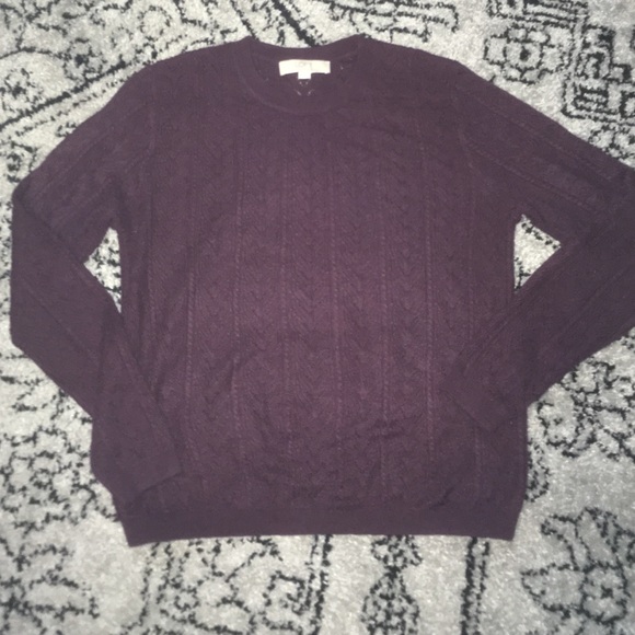 Loft Burgundy Pointelle Sweater