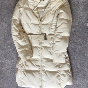 Zara White Knee Length Puffer Jacket