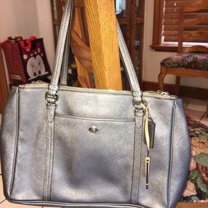 Silver Metallic Coach Handbag