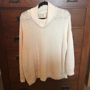 EUC Eileen Fisher cream cotton cowl sweater. XL