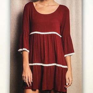🍷Red wine🍷3/4 bell sleeve dress