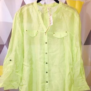 Lime green sheer blouse