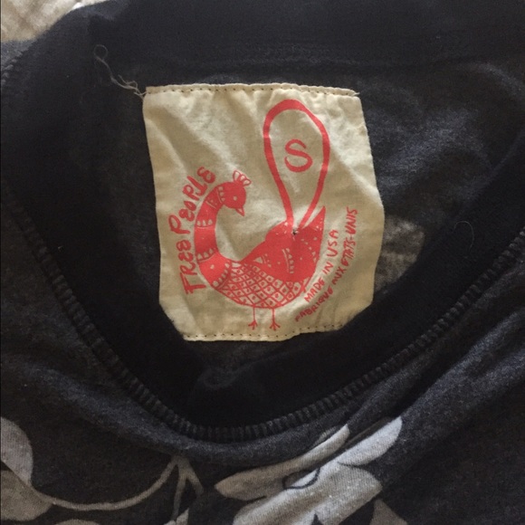 Free People floral l/s tee gray/white Small - Picture 2 of 2