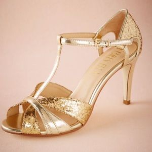 Gold Glitter BHLDN Heels