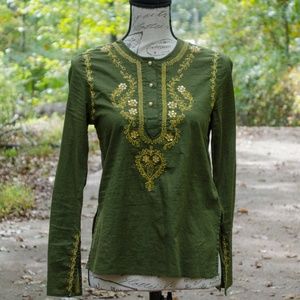 Green boho style top