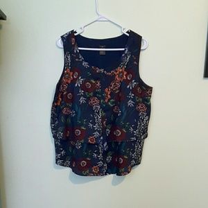 Ann Taylor Sleeveless Print Top Blouse