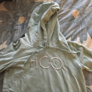 Mint green cropped Hollister sweatshirt