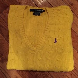 YELLOW RALPH LAUREN SPORT V-NECK SWEATER