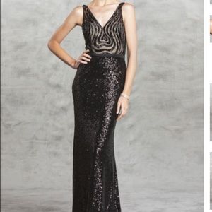 Black/nude sequin dress