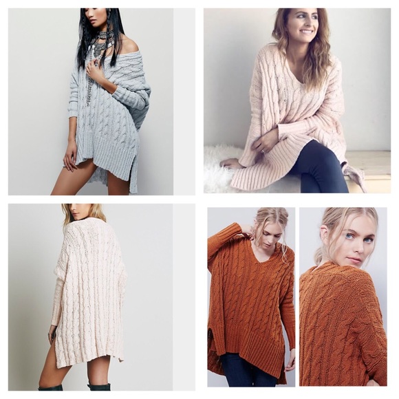 🆕Free People Rust Easy Cable V Neck Sweater. NWOT - Picture 2 of 4