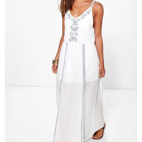 Front split white dress