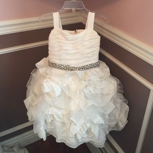 White flower girl dress with custom embellishments