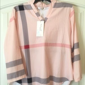 Button Sleeve Blush Pink Blouse