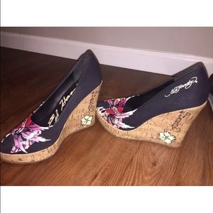 Ed Hardy Cork Wedges