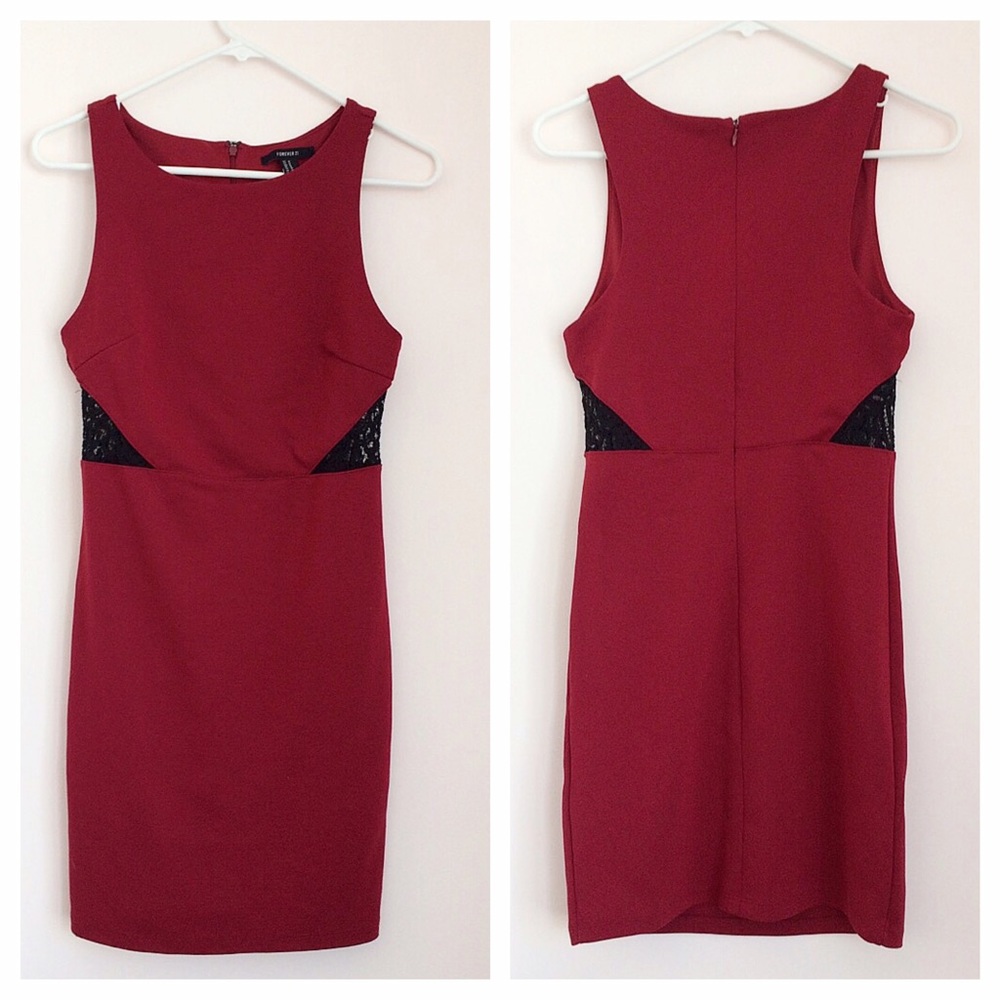 Red Lace Accent Dress