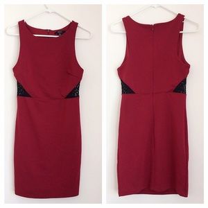 Red Lace Accent Dress
