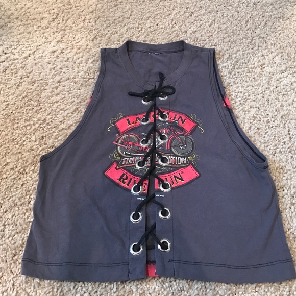 Harley Davidson lace up top.