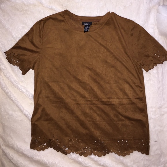 Suede lacey crop top