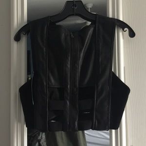 Black Leather Crop Top
