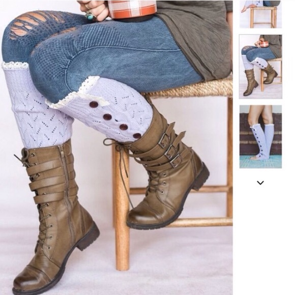 Three Bird Nest button lace knit leg warmers-NWT! - Picture 2 of 3