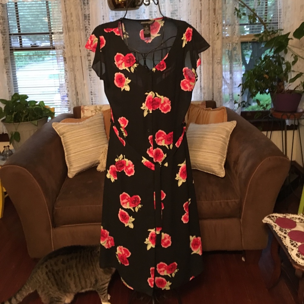 Flowered Button Down Dress