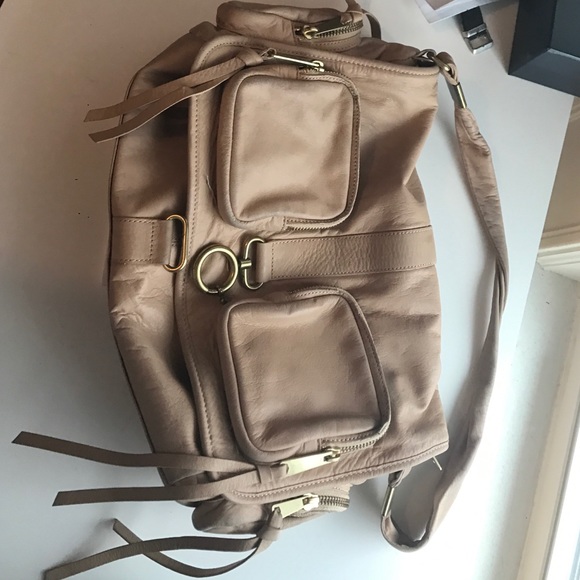 Neutral butter soft leather banana republic bag