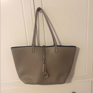 Genuine Leather Gray Tote