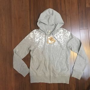 Lucky brand grey and silver sequined zip up jacket