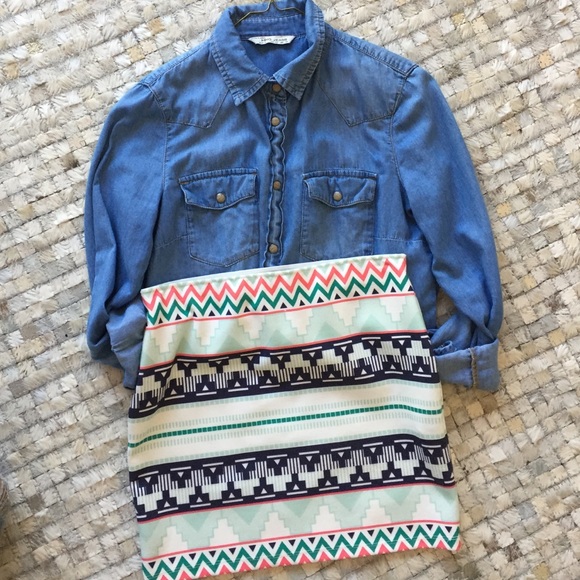 ZARA trafaluc tribal print Mini Skirt