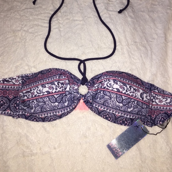 Paisley pink and blue bathing suit top