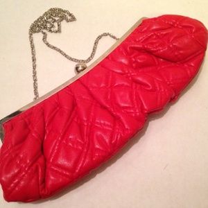 Red Faux Leather Evening Bag