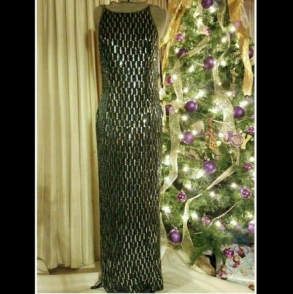 NEW Scala Dress Sequin Black evening gown XL 12 14