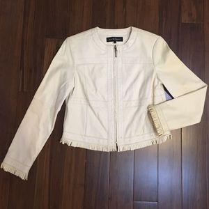 Nanette Lepore vintage 100% leather cream blazer