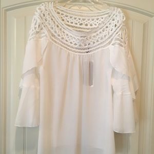 Cutout and Ruffle Sleeve Blouse