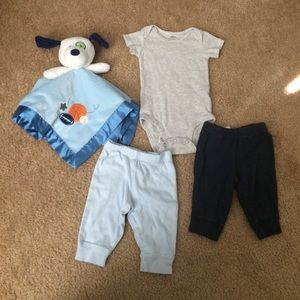 Carter's clothes and security blanket