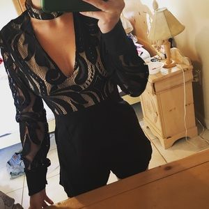 choker black lace romper