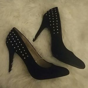 Gold Stud Black Heels