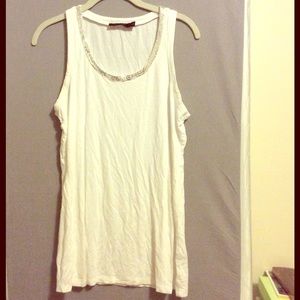 The Limited White Sequin Neck Tank Top