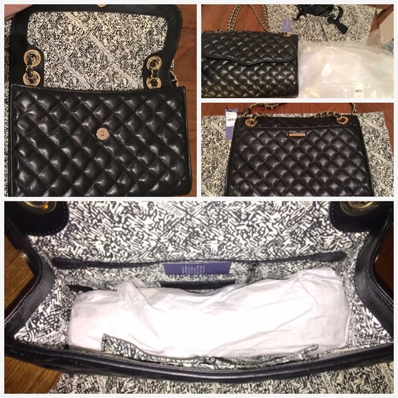 MINKOFF QUILTED AFFAIR BLACK LEATHER & GOLD*NEW❣️ - Picture 3 of 4