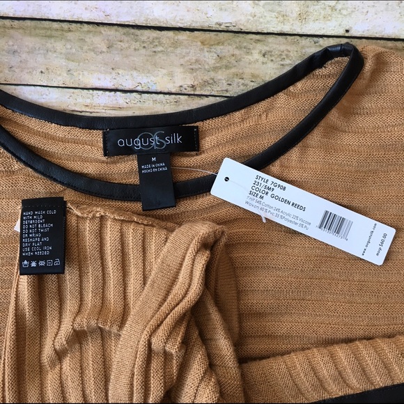 CLEARANCE! August Silk Faux Leather-trim Sweater - Picture 2 of 4