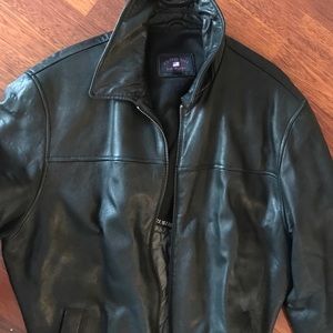 Polo black leather men's jacket