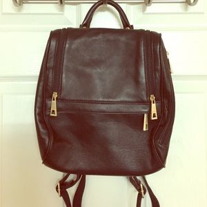 WCM Black Genuine Leather Backpack