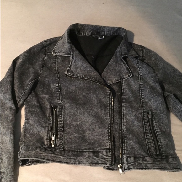 Black acid wash jean jacket