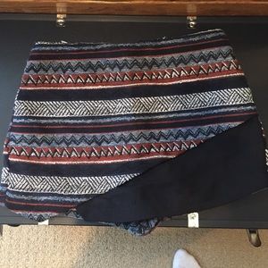 Tribal print asymmetric skort