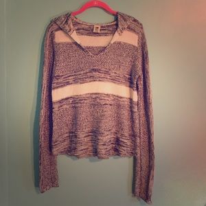 Black, White, and Gray Striped Knit Sweater