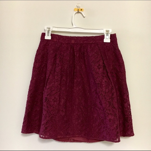 J.Crew Dark Scarlet Lace Skirt