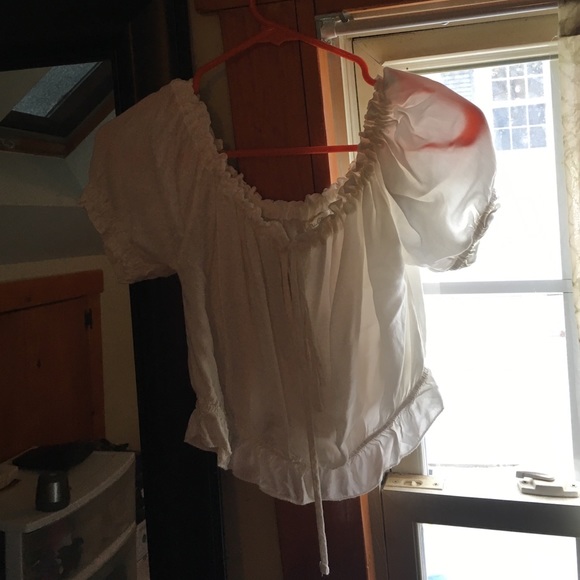 Off the shoulder white shirt